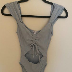 URBAN OUTFITTERS CUTOUT BODYSUIT TEAL BLUE